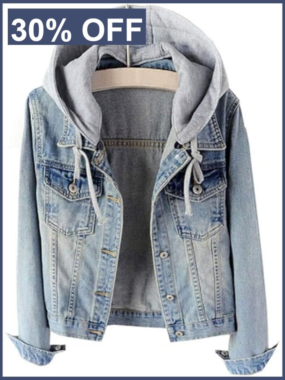 Casual Detachable Hoodie Denim Jacket